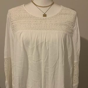 White eyelet detail top